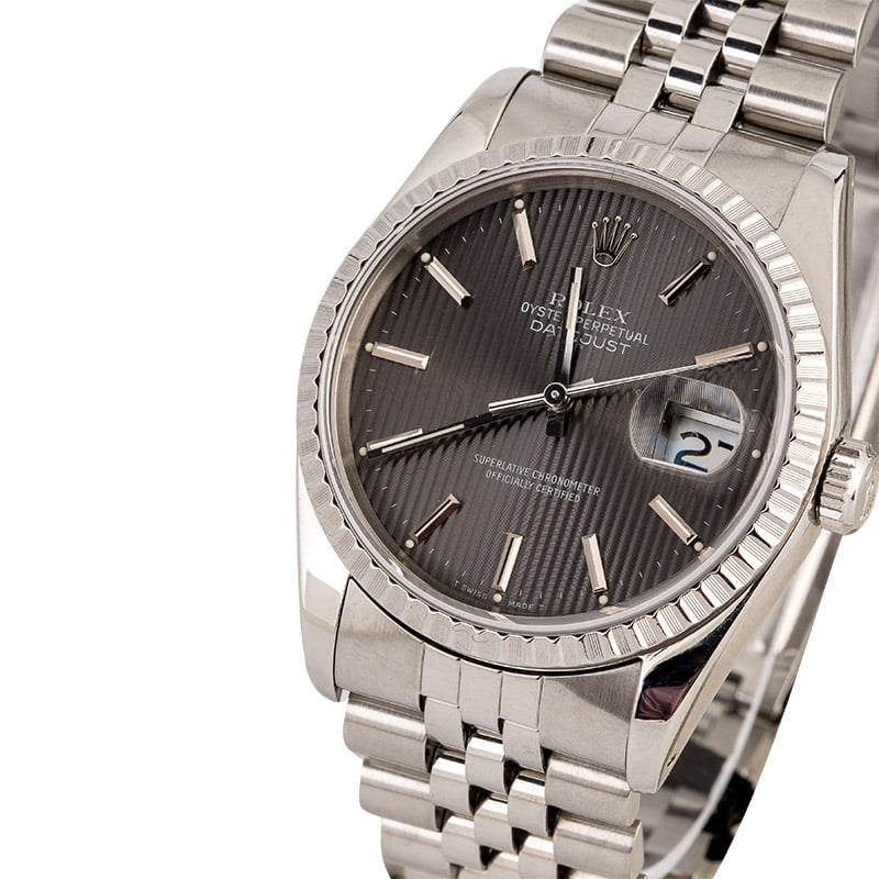 PreOwned Rolex Datejust 16220 Slate Tapestry Dial