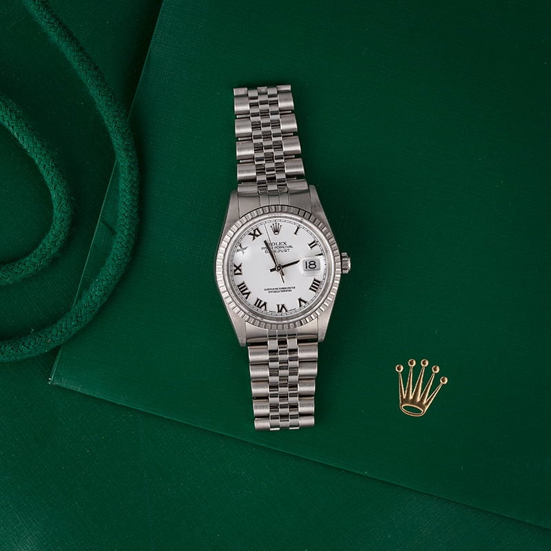Used Rolex Datejust 16220 White Roman Dial