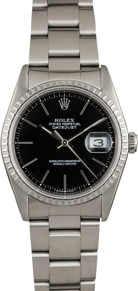 Used Rolex Datejust 16220 Black Dial Steel Oyster