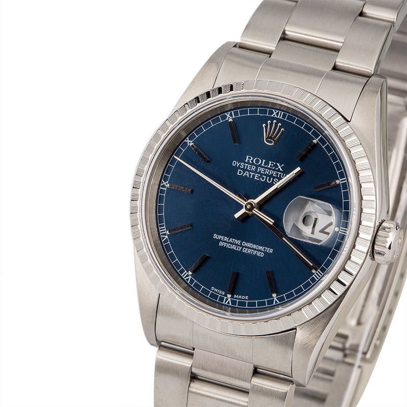 Rolex Datejust 16220 Blue Dial Steel Oyster Band