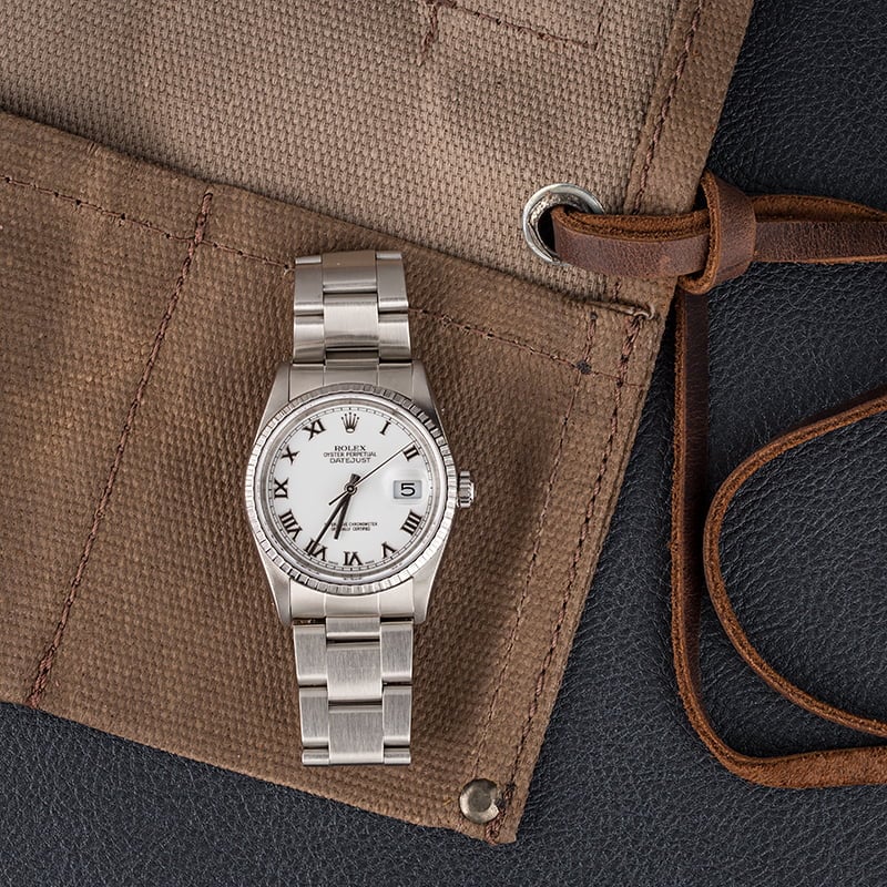 Rolex Datejust 16220 White Roman Index Dial