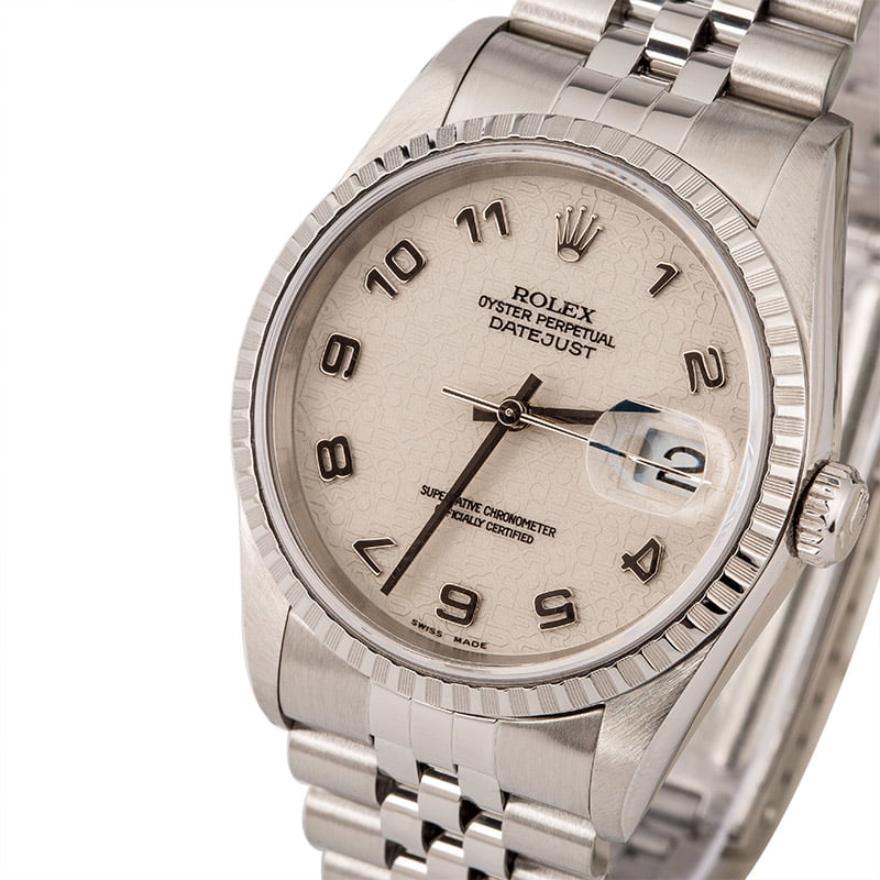 Pre Owned Rolex Datejust 16220 Ivory Roman Jubilee