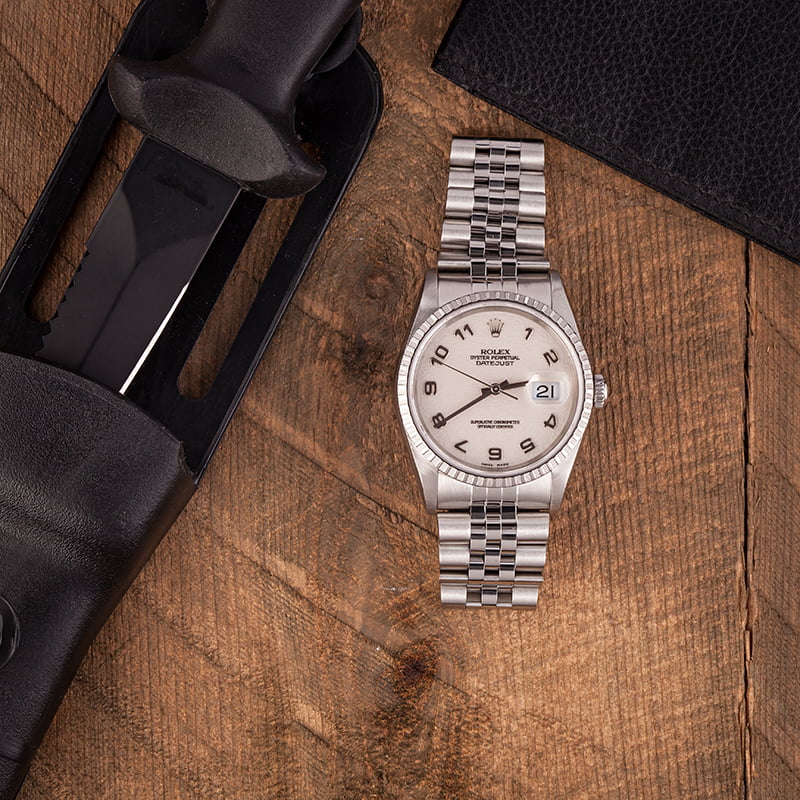 Pre Owned Rolex Datejust 16220 Ivory Roman Jubilee