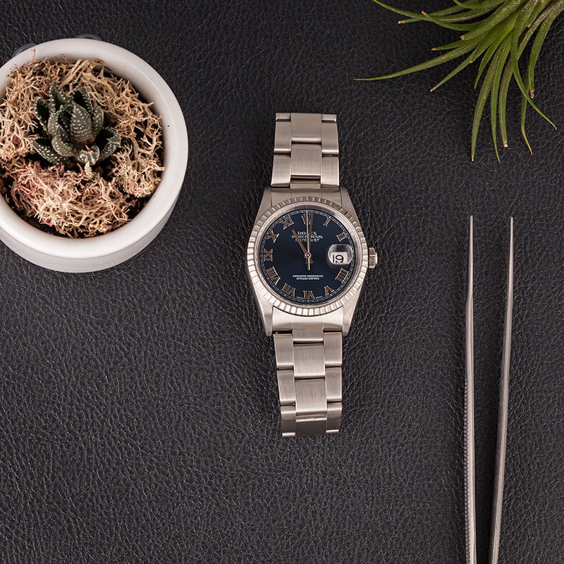 Pre Owned Rolex Datejust 16220 Blue Roman