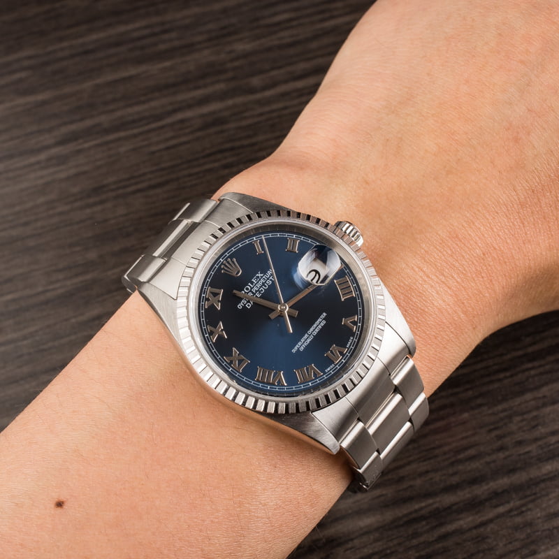 Pre Owned Rolex Datejust 16220 Blue Roman