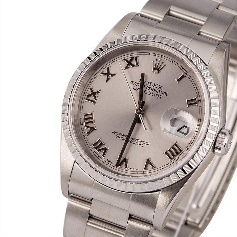 Used Rolex Datejust 16220 Rhodium Roman Dial T