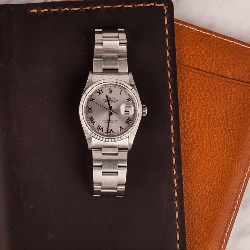 Used Rolex Datejust 16220 Rhodium Roman Dial T