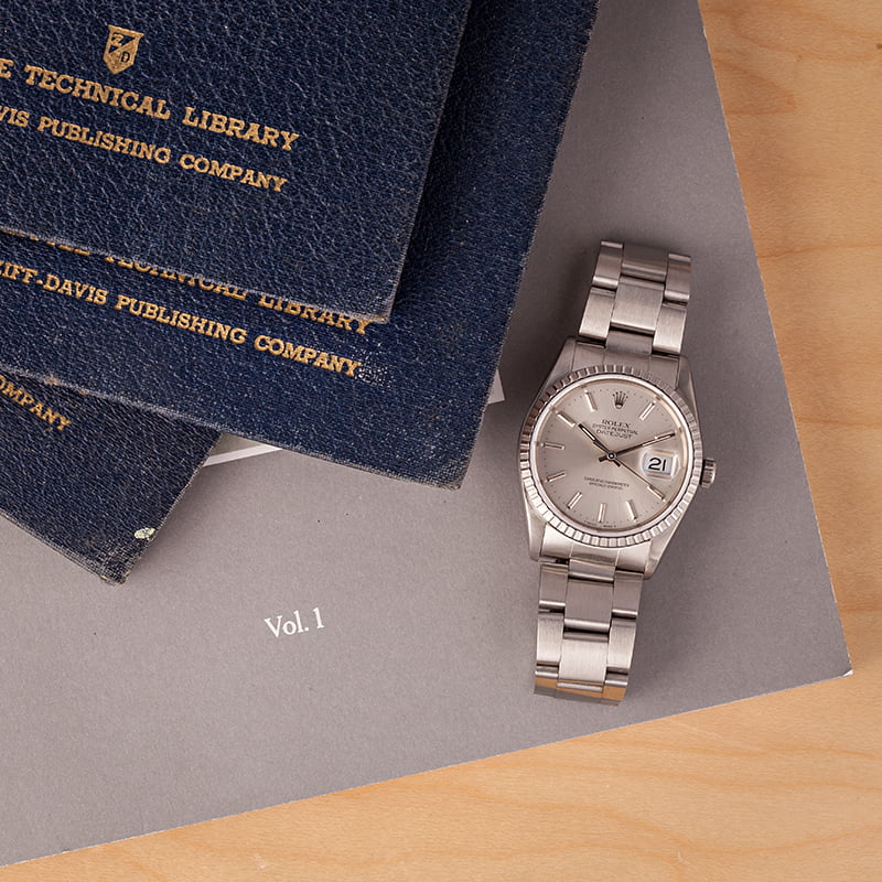Pre Owned Rolex Datejust 16220 Silver Dial