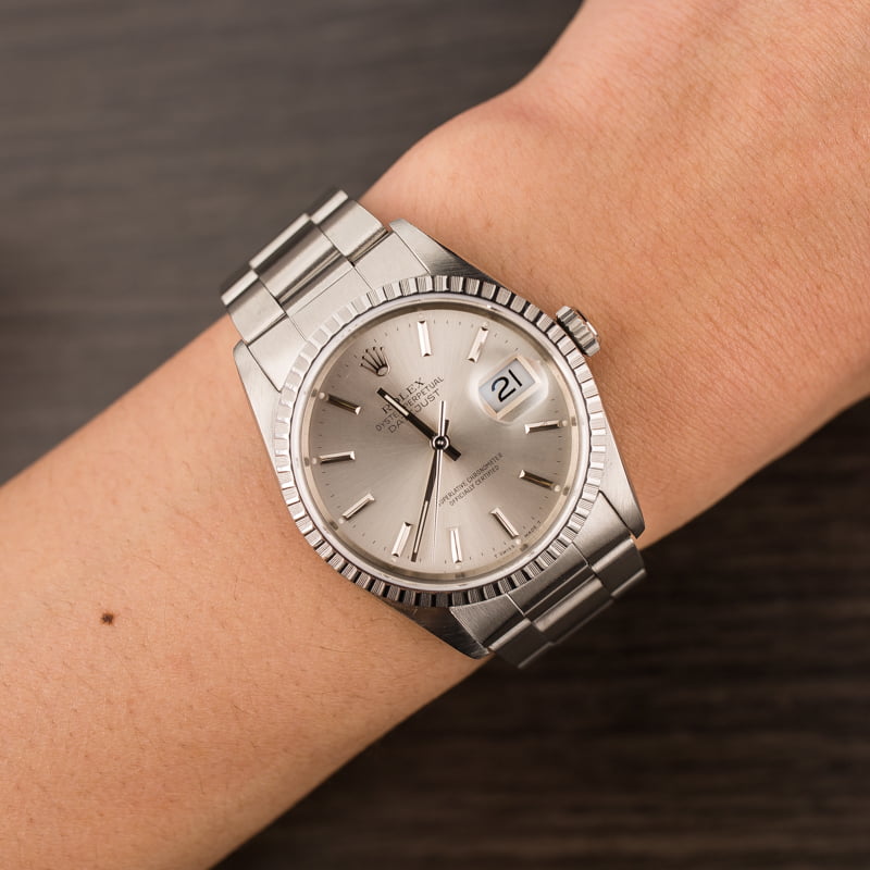Pre Owned Rolex Datejust 16220 Silver Dial