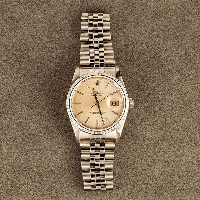 Certified Rolex Datejust 16220 Silver Index Dial