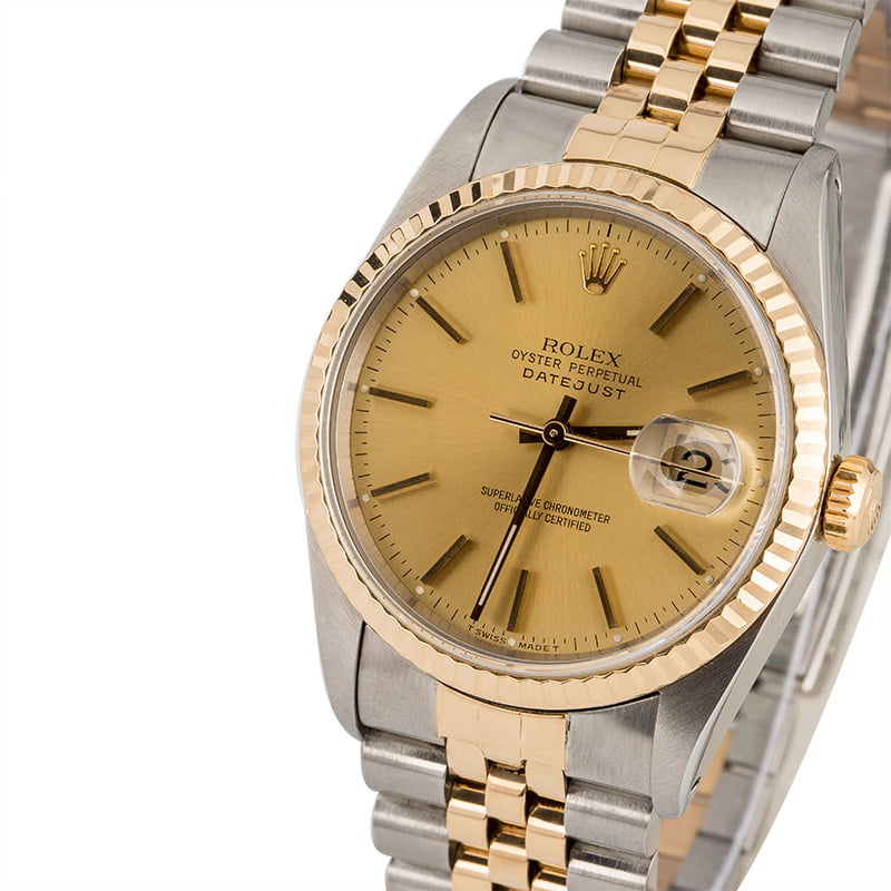 PreOwned Rolex Datejust 16233 Champagne Tritium Dial