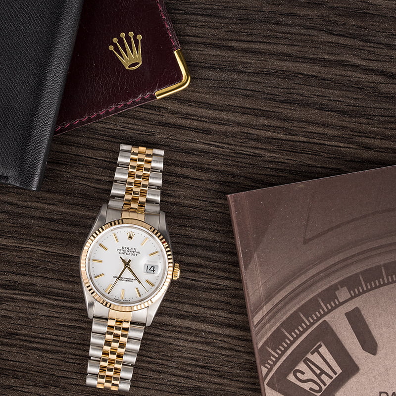 Rolex Datejust 16233 Two Tone White Index Dial