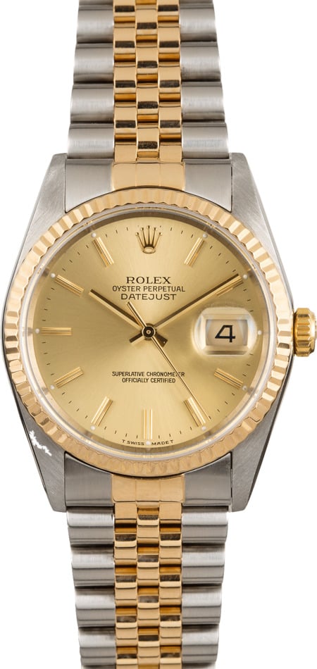 Used Rolex Datejust 16233 Champagne Tritium Dial