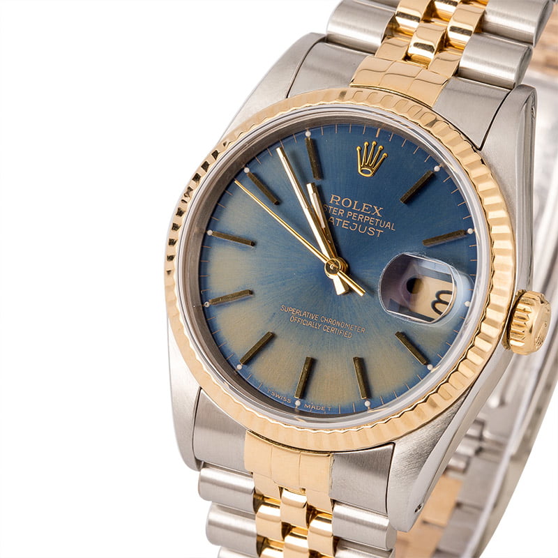 Pre Owned Rolex Datejust Blue Dial 16233