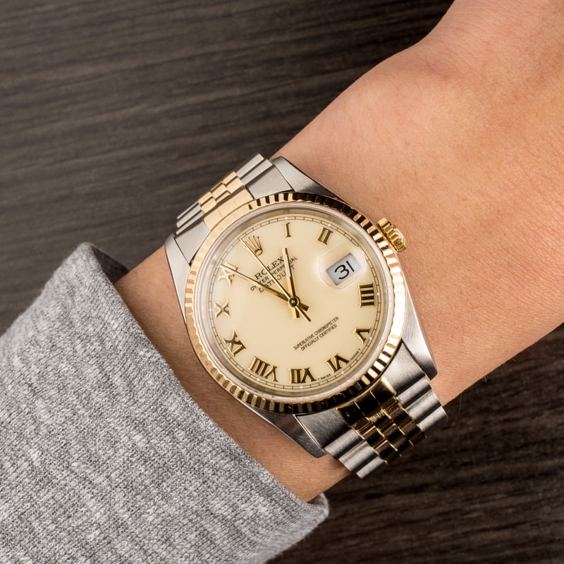 Used Rolex Datejust 16233 Ivory Roman Dial