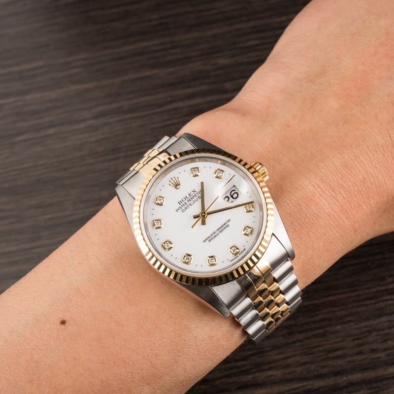 Pre Owned Rolex Datejust 16233 White Diamond Dial