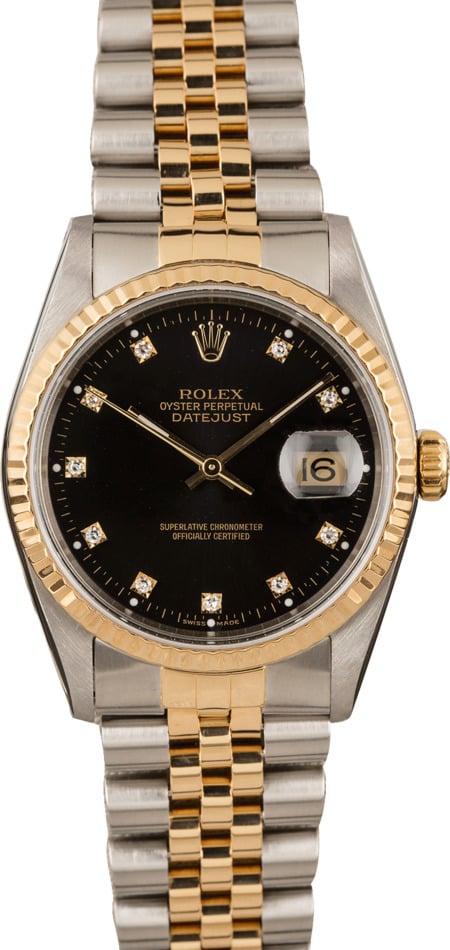 Used Rolex Datejust 16233 Diamond Black Dial