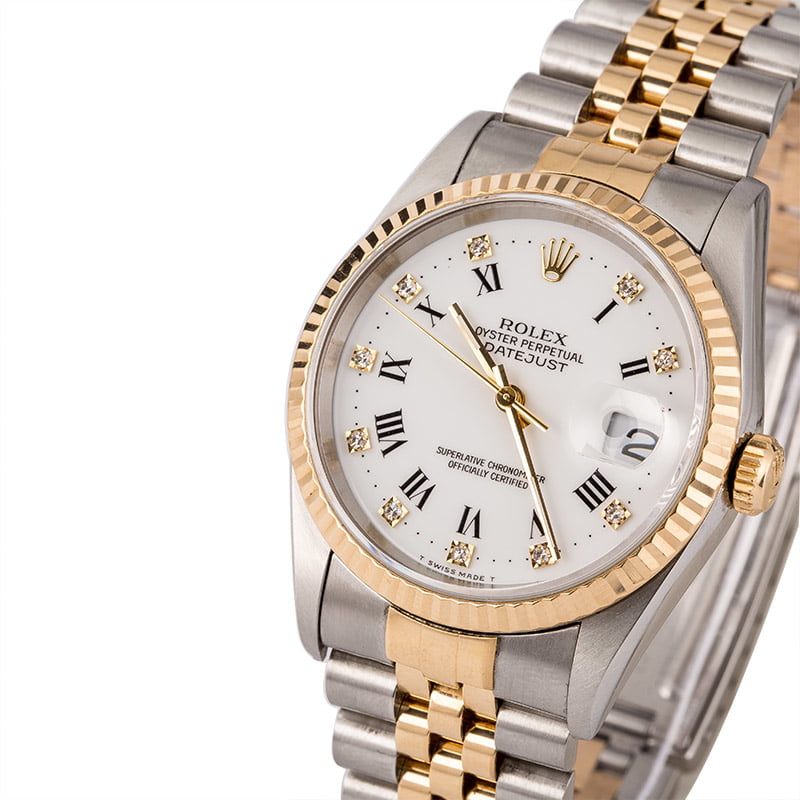 PreOwned Rolex Datejust 16233 White Diamond Roman Dial T