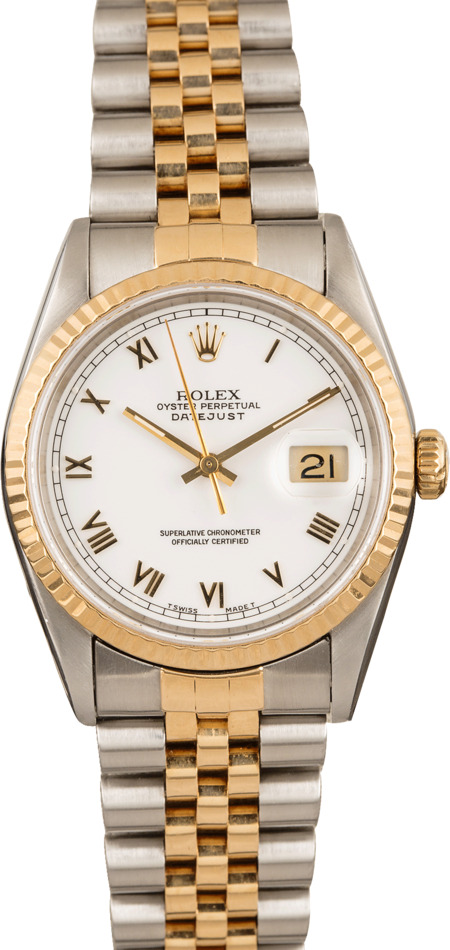 Used Rolex Two Tone Datejust 16233 White Dial