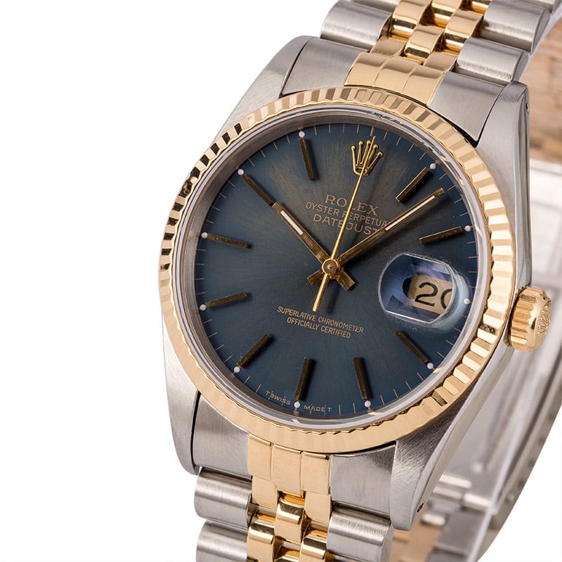 Used Rolex Two Tone Datejust 16233 Blue Index