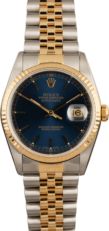 Pre-Owned Rolex Datejust 16233 Blue Dial Watch