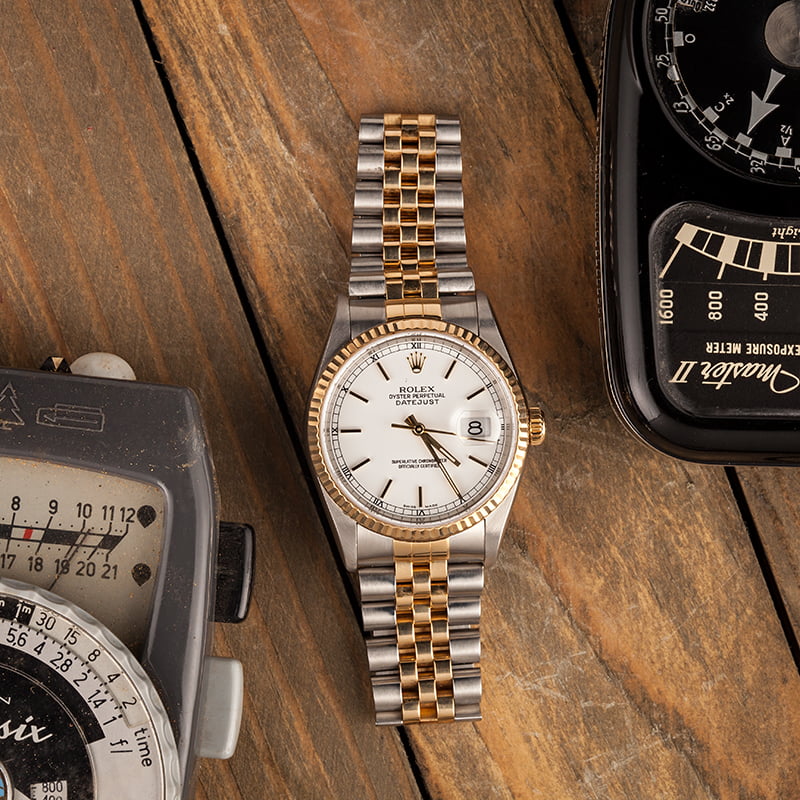 Used Rolex Datejust 16233 Two Tone White Index Dial