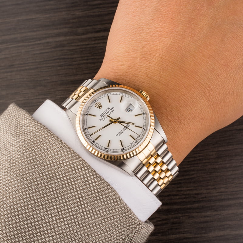 Used Rolex Datejust 16233 Two Tone White Index Dial