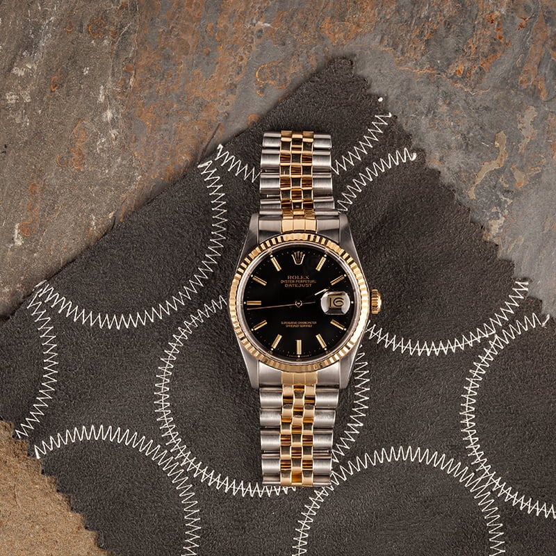 Datejust Rolex 16233 Black Dial Certified Pre Owned
