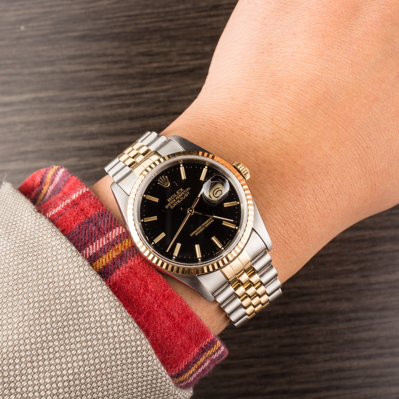 Datejust Rolex 16233 Black Dial Certified Pre Owned
