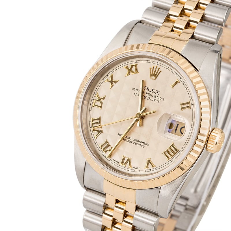 Used Rolex Datejust 16233 Ivory Pyramid Roman Dial