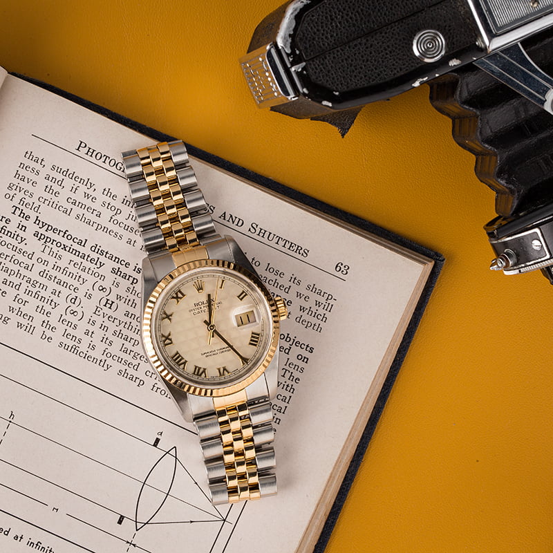 Used Rolex Datejust 16233 Ivory Pyramid Roman Dial