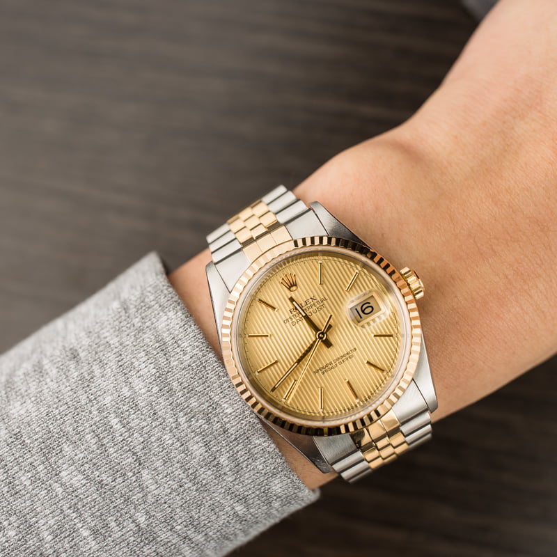 PreOwned Rolex Datejust 16233 Champagne Tapestry