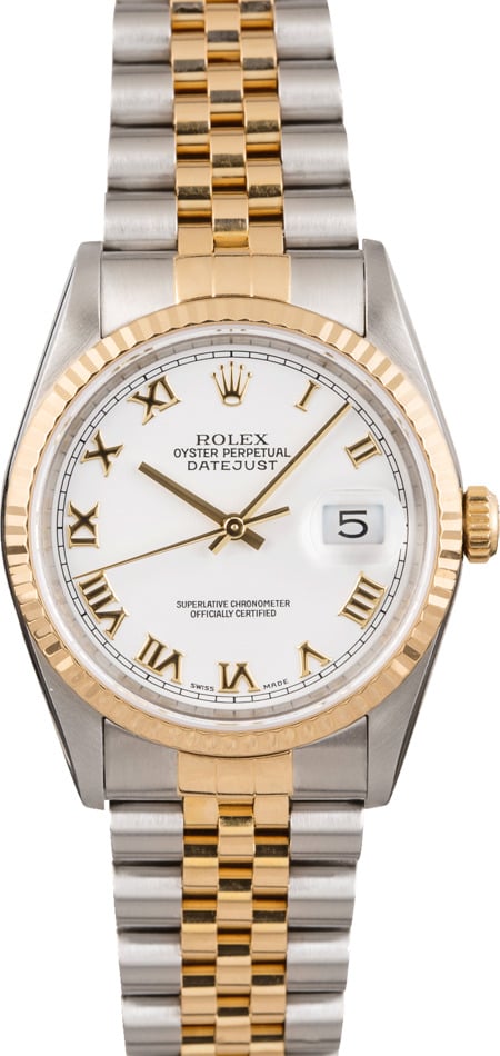 Pre Owned Rolex Datejust 16233 White Roman