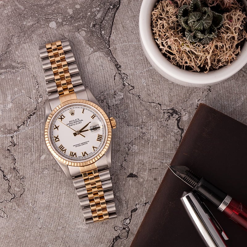 Pre Owned Rolex Datejust 16233 White Roman
