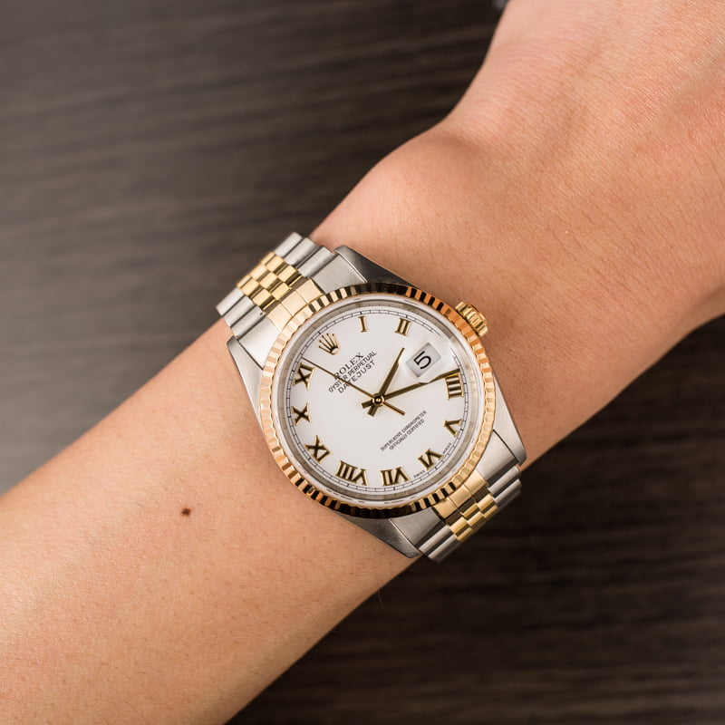 Pre Owned Rolex Datejust 16233 White Roman
