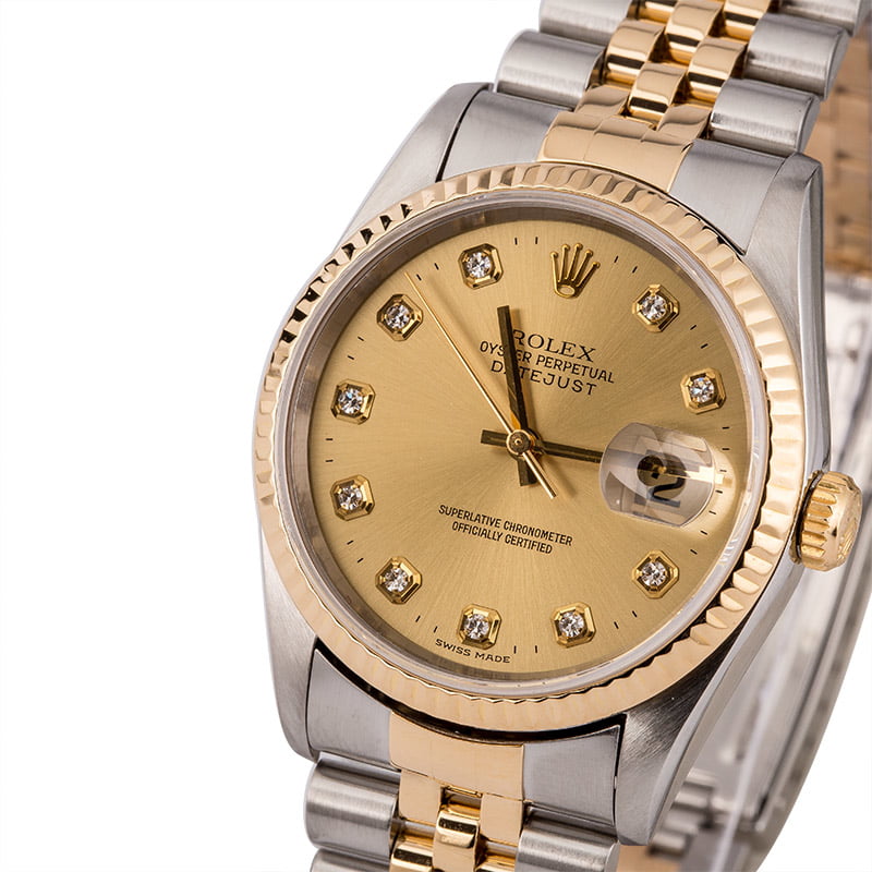 Used Rolex Datejust 16233 Champagne Diamonds