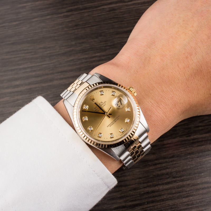 Used Rolex Datejust 16233 Champagne Diamonds