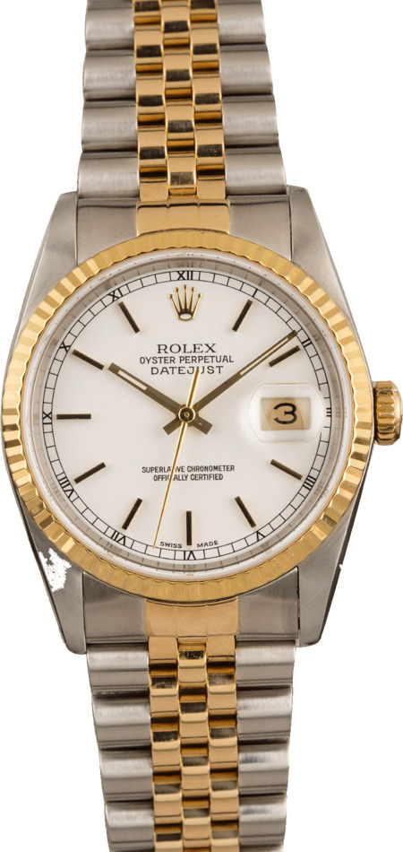 Pre-Owned Rolex Datejust 16233 White Dial Watch