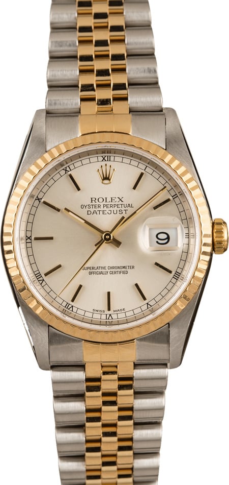 Pre-Owned Rolex 16233 Datejust Silver Index Dial
