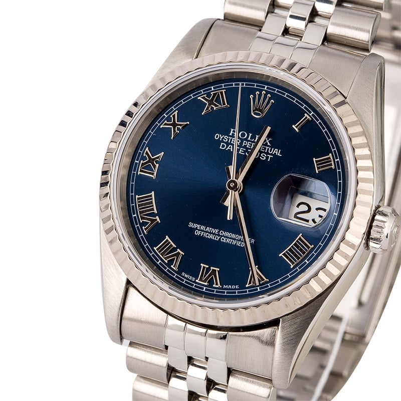 Men's Rolex Datejust 16234 Blue Roman Dial TT