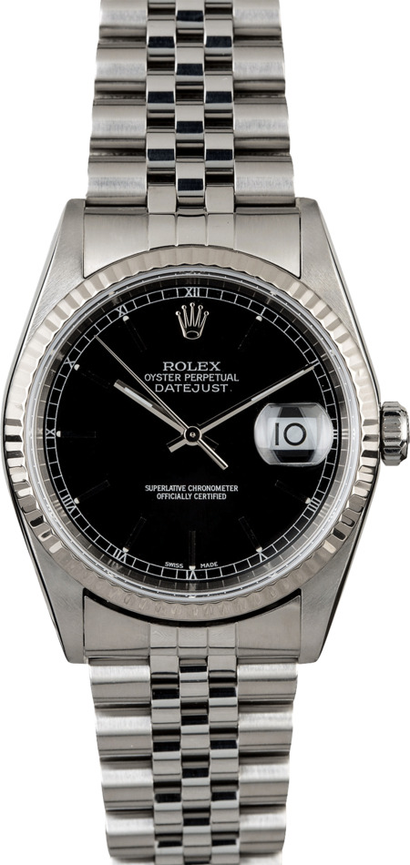 Rolex Datejust 16234 Black Dial Steel Jubilee