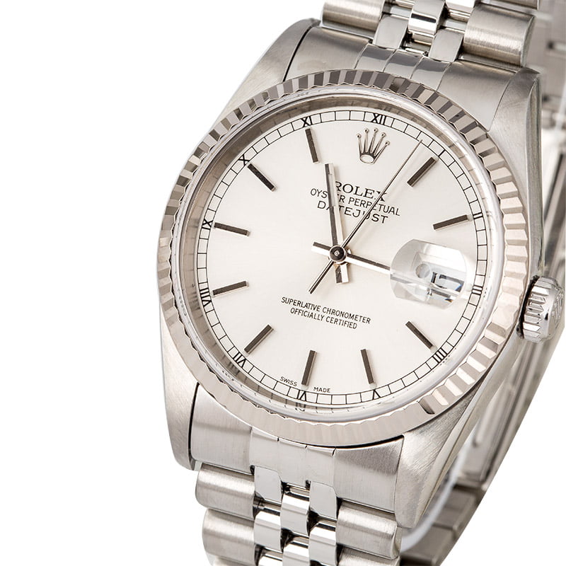 Certified Rolex Datejust 16234 Silver Dial