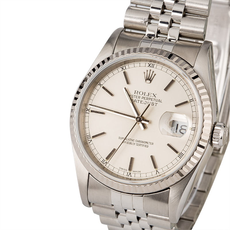 Certified Rolex Datejust 16234 Silver Index Dial