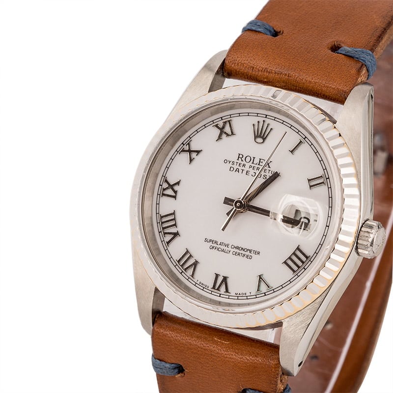 Pre Owned Rolex Steel Datejust 16234 White Roman