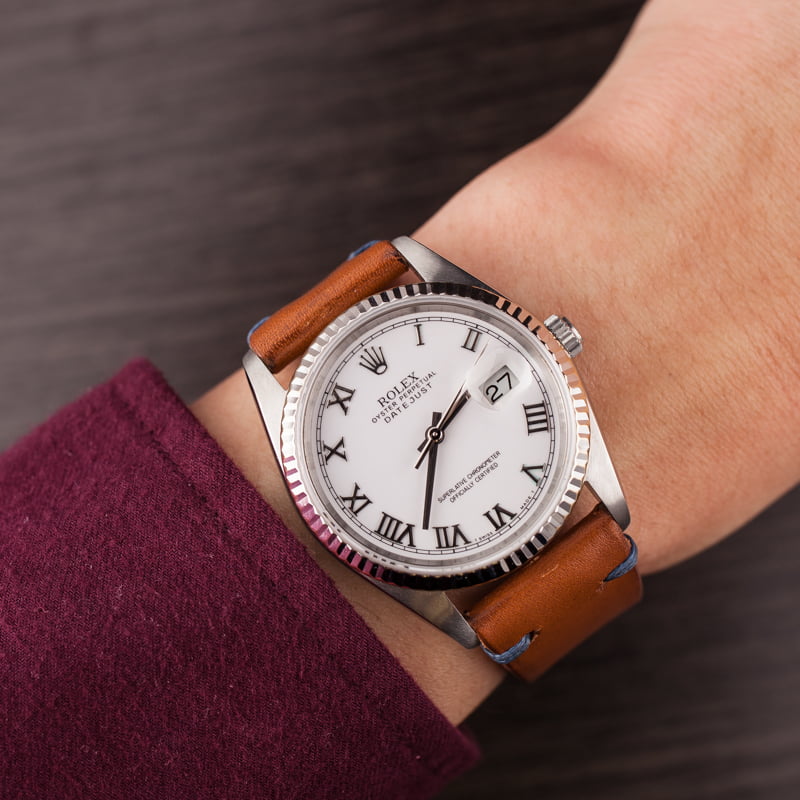 Pre Owned Rolex Steel Datejust 16234 White Roman