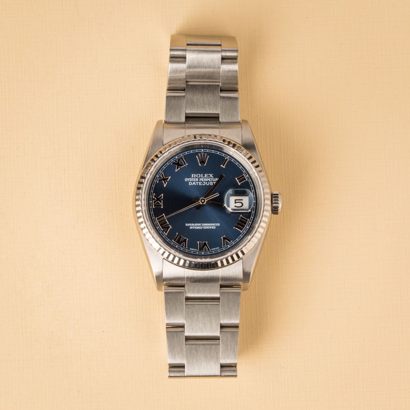 Pre-Owned Rolex Datejust 16234 Blue Roman Dial
