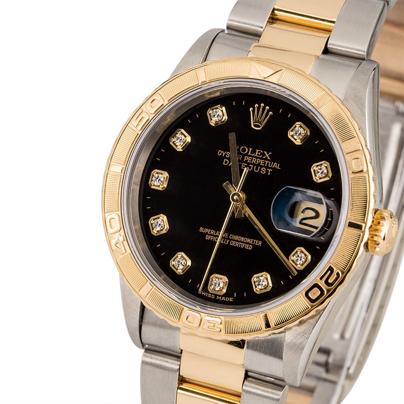 Used Rolex Datejust Turn-O-Graph 16263 Black Diamond Dial