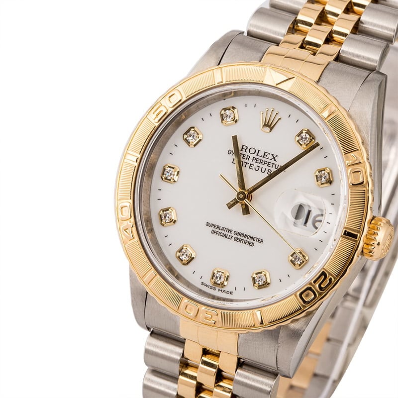 Used Rolex Datejust Turn-O-Graph Diamond Dial 16263 Two Tone