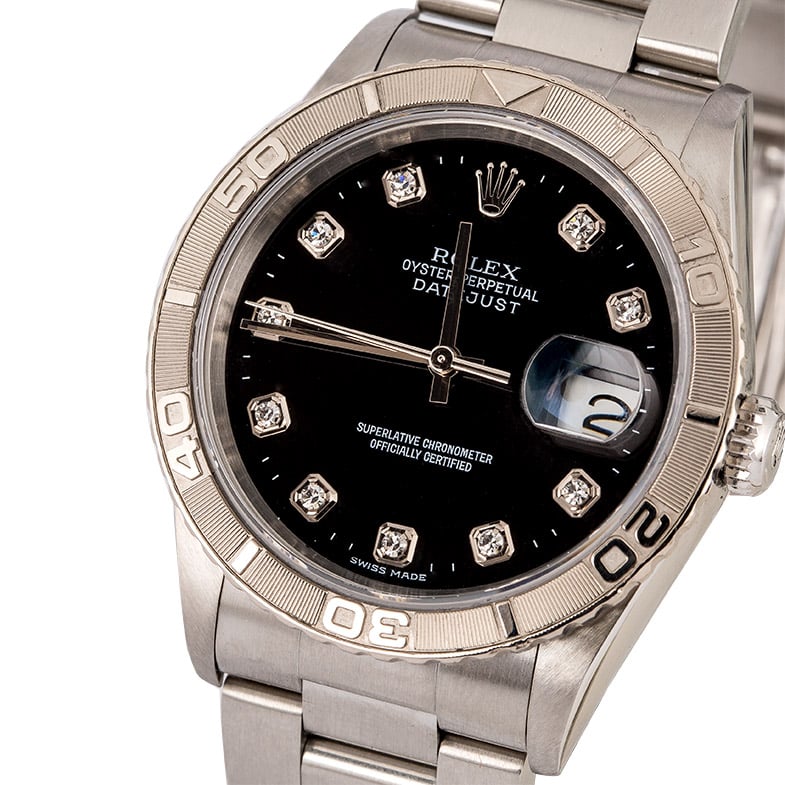 Rolex Datejust 16264 Turn-O-Graph Black Diamond Dial
