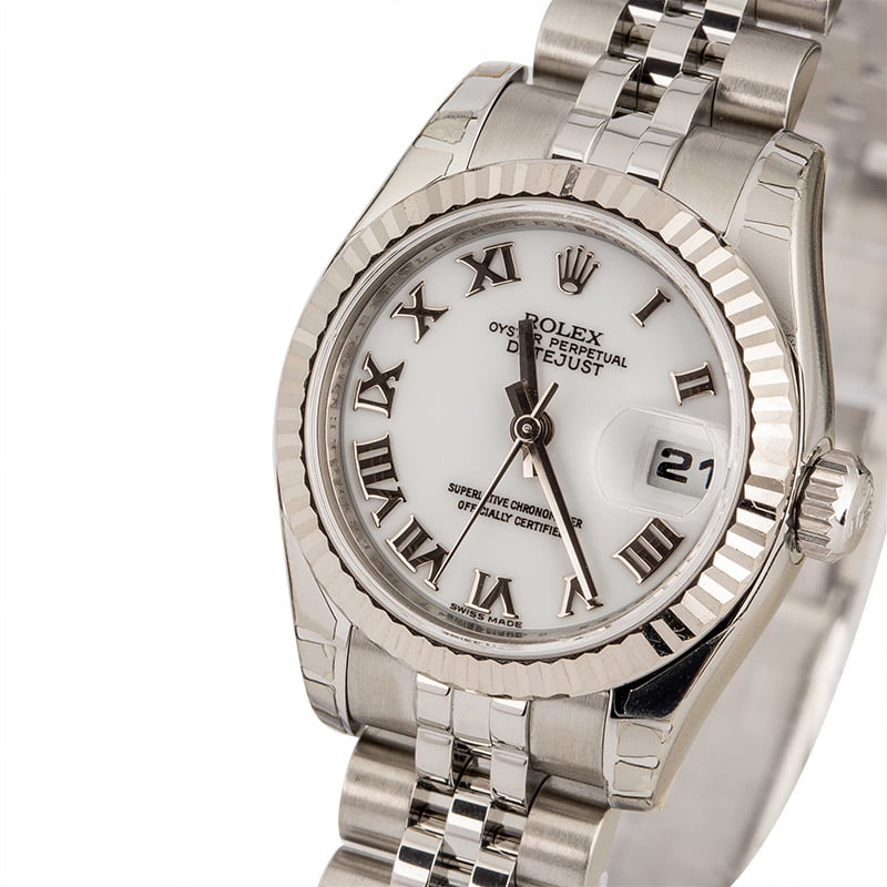 Unworn Rolex Datejust 179174 White Roman Dial